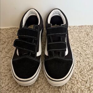 Vans Kids Black and White Velcro Sneakers